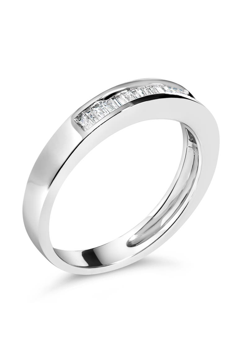 .925 Sterling Silver 1/3 Ctw Baguette Cut Diamond Channel Set Stackable Wedding Ring, Alternate, color, Silver