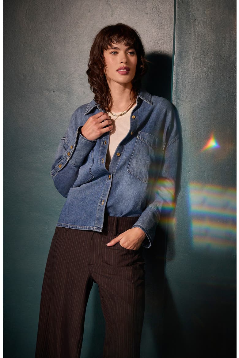 Gertie Denim Shirt, Alternate, color, VINTAGE WASH