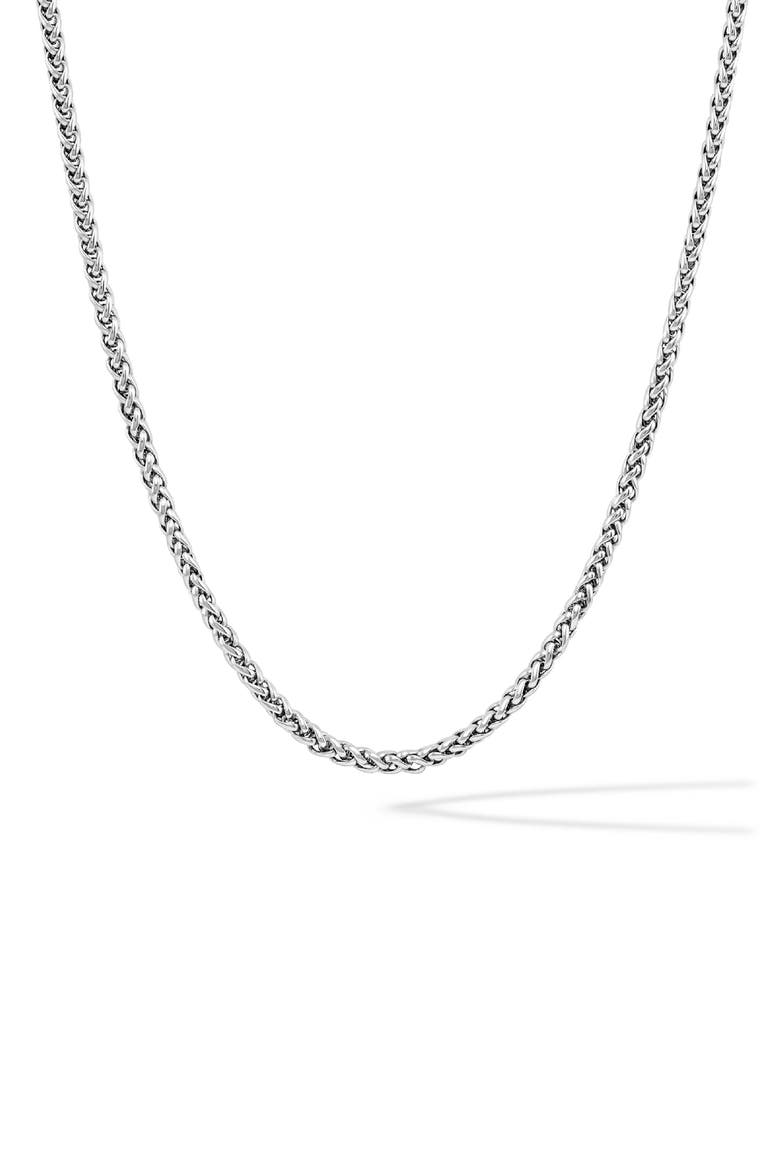 Men's Wheat Chain Necklace, Main, color, SILVER