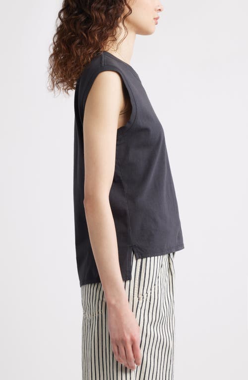 Treasure & Bond Pleat Back Cotton Muscle Tank In Black Jet