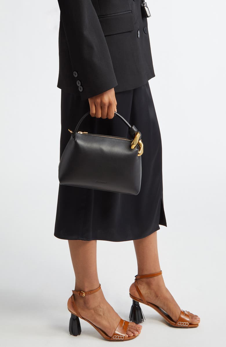 JW Anderson Small JWA Corner Leather Crossbody Bag, Alternate, color, Black 999