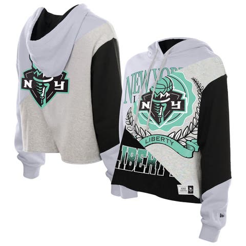 Women's New Era  New York Liberty Upcycled Color Block Cropped Boxy Hoodie
