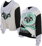 New Era Women's New Era New York Liberty Upcycled Color Block Cropped Boxy Hoodie