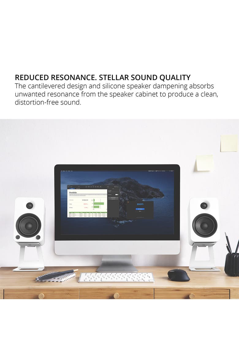 Elevated Desktop Speaker Stands for Midsize Speakers - Pair, Alternate, color, White