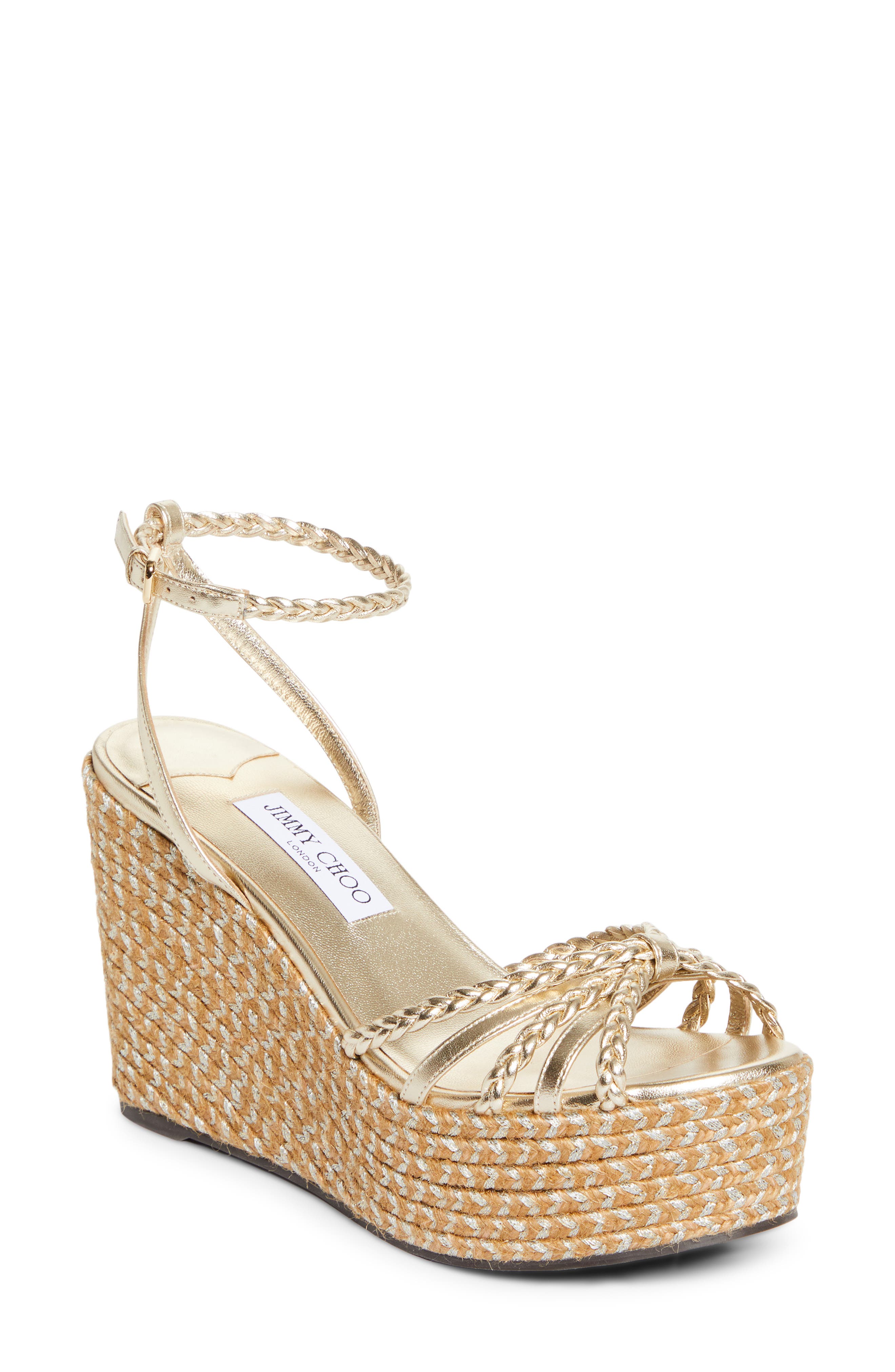 Jimmy Choo Dree Platform Espadrille Sandal, Main, color, Soft Gold Mix