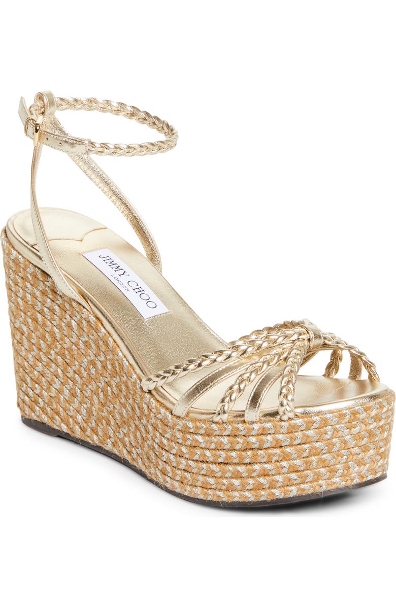 Jimmy Choo Dree Platform Espadrille Sandal, Main, color, Soft Gold Mix