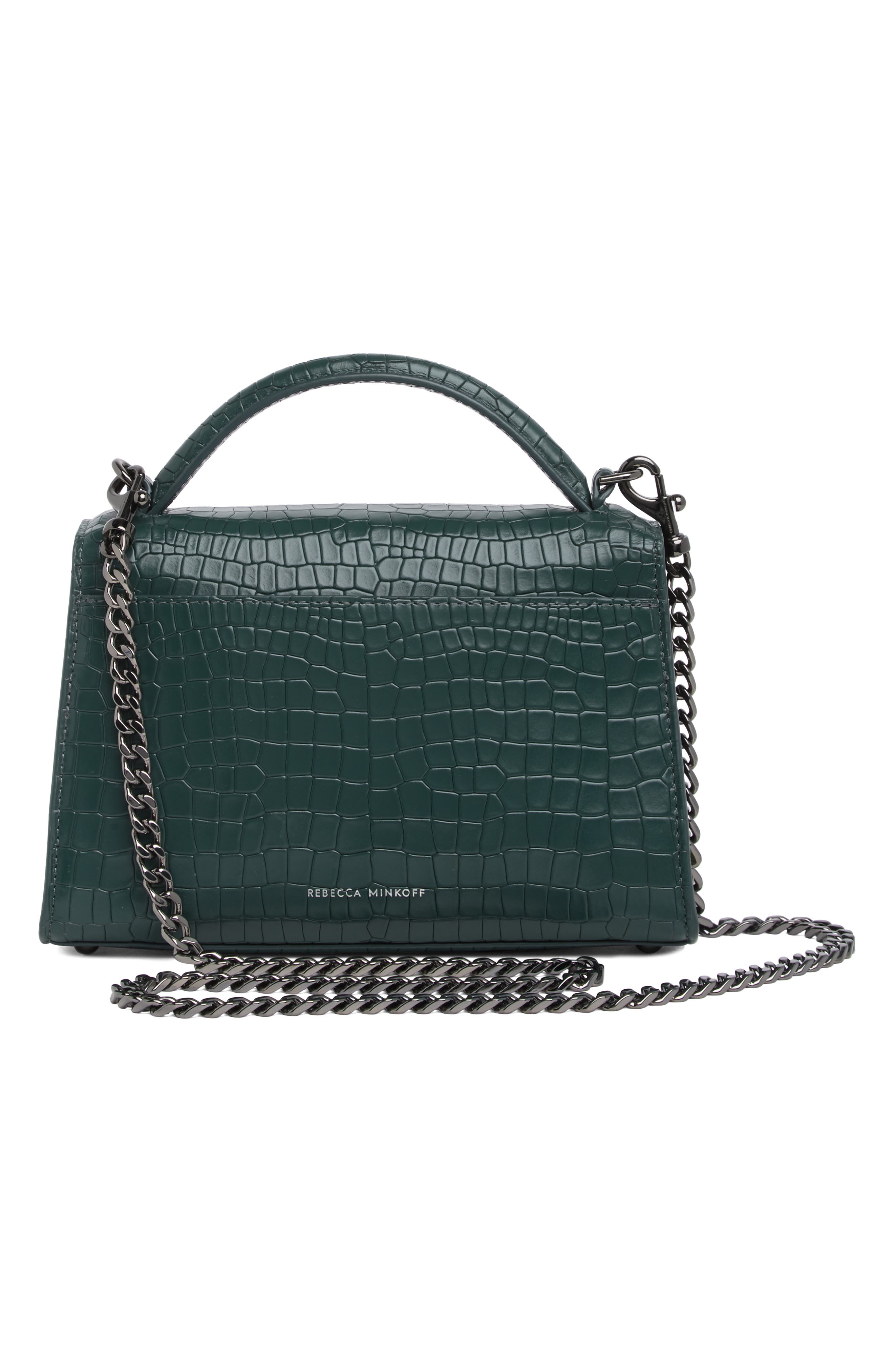 Rebecca Minkoff Lou Croc Embossed Top-Handle Bag, Alternate, color, 