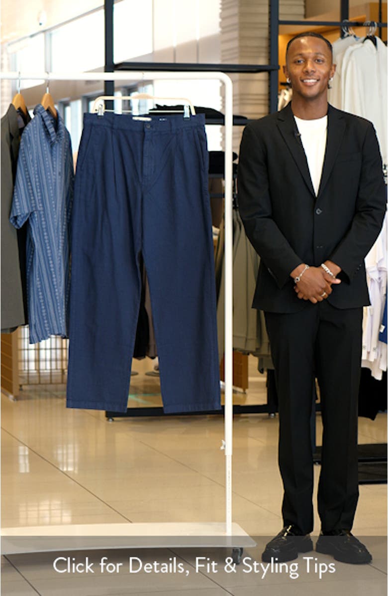 Pleated Relaxed Straight Leg Cotton & Hemp Pants, sales video thumbnail