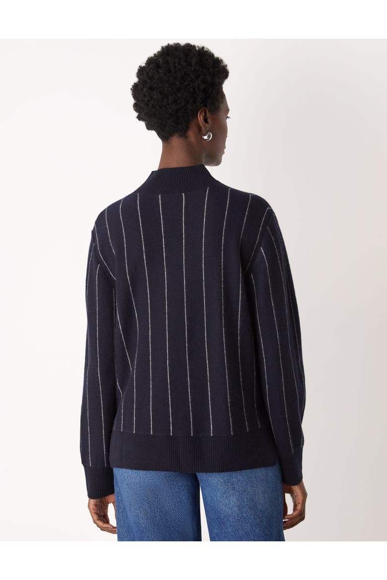 Stripe Wool Funnel Neck Knit Sweater, Alternate, color, Navy