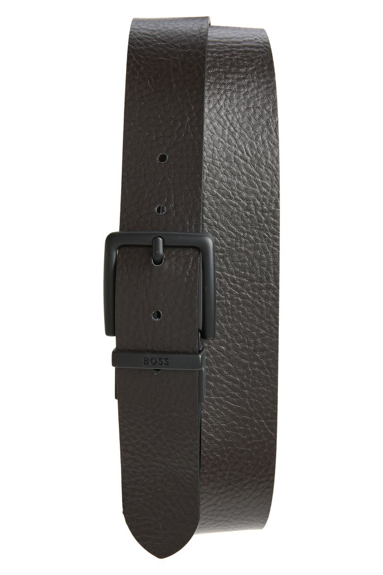 Omar Reversible Leather Belt, Alternate, color, BLACK