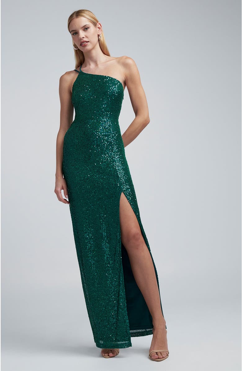 BWLDR Boston Maxi Dress, Main, color, Emerald Sequin