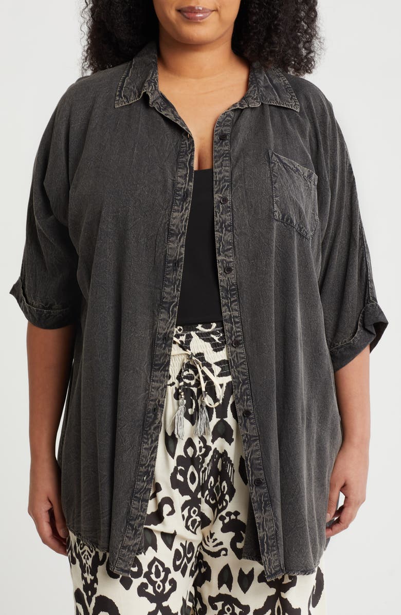 BOHO ME Short Sleeve Button-Up Shirt, Main, color, 