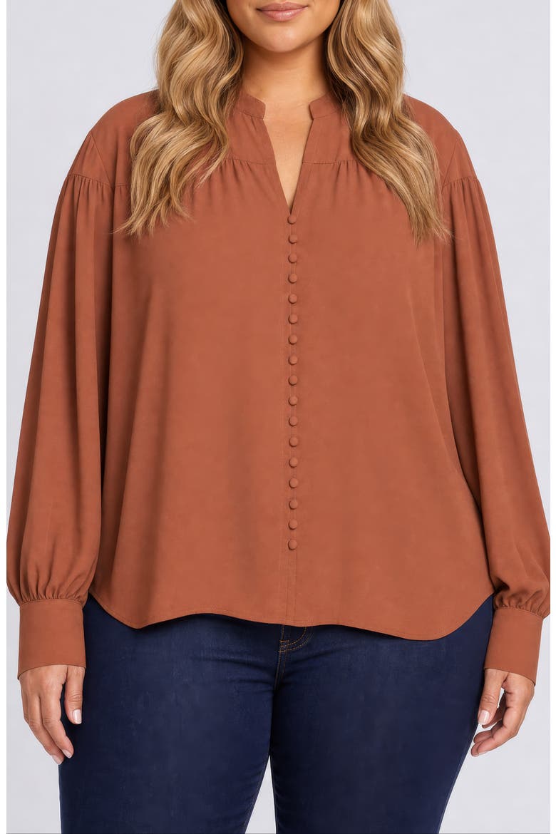 Anika Long Sleeve Recycled Polyester Top, Main, color, MOCHA BISQUE