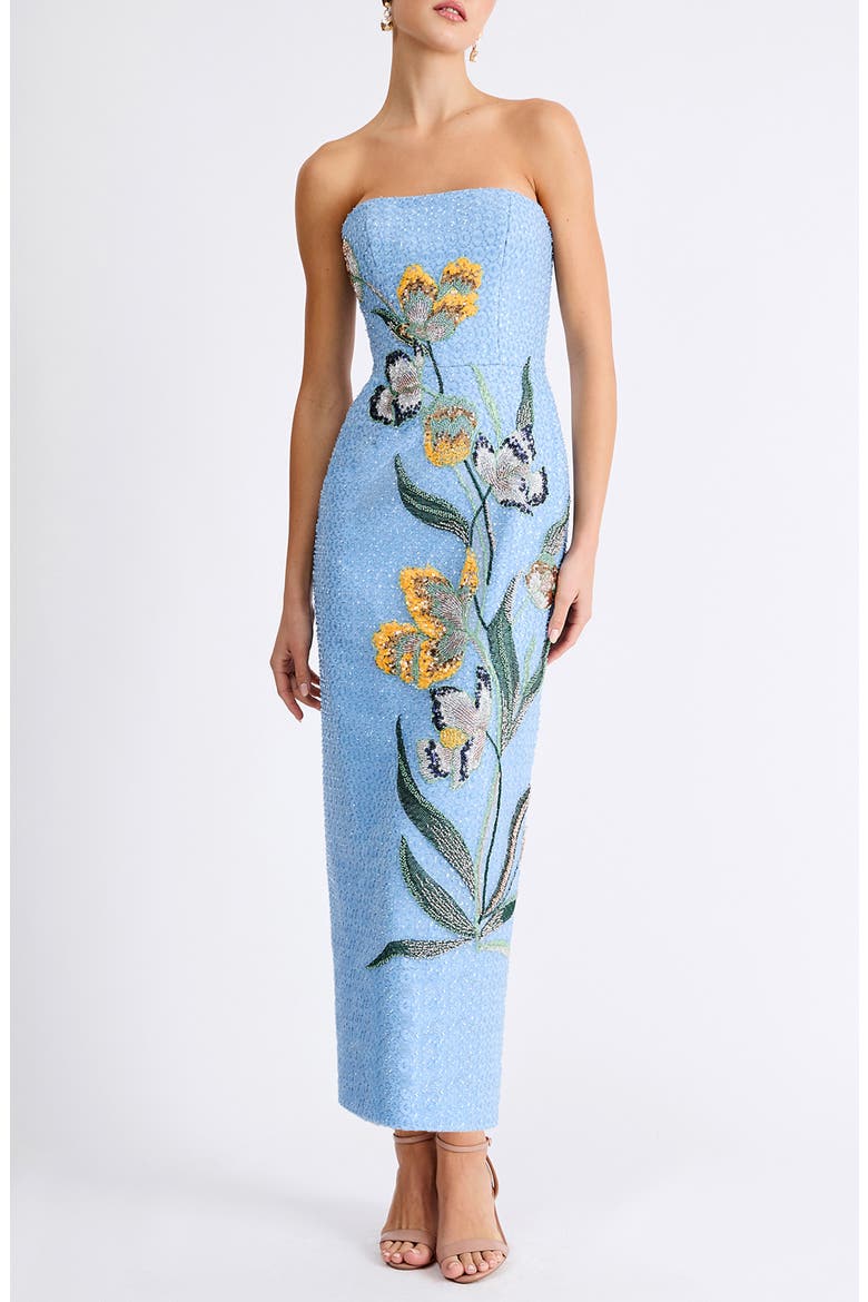 Sofia Beaded Strapless Sheath Maxi Dress, Main, color, BABY BLUE