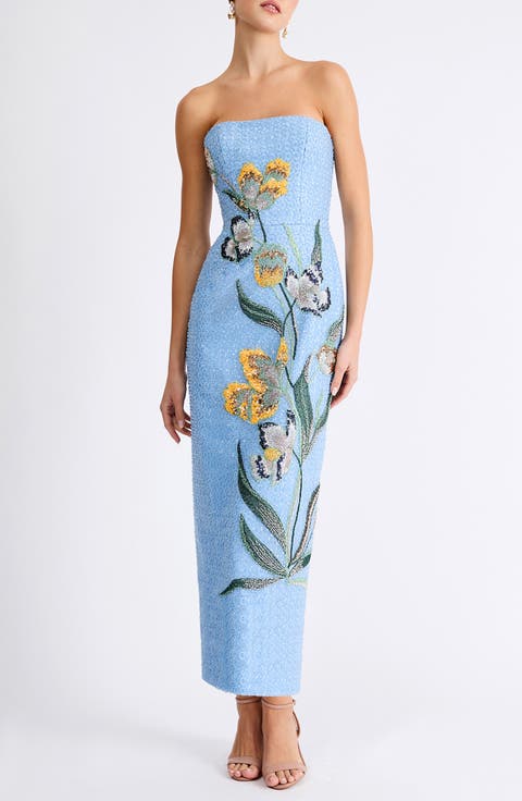 Sofia Beaded Strapless Sheath Maxi Dress