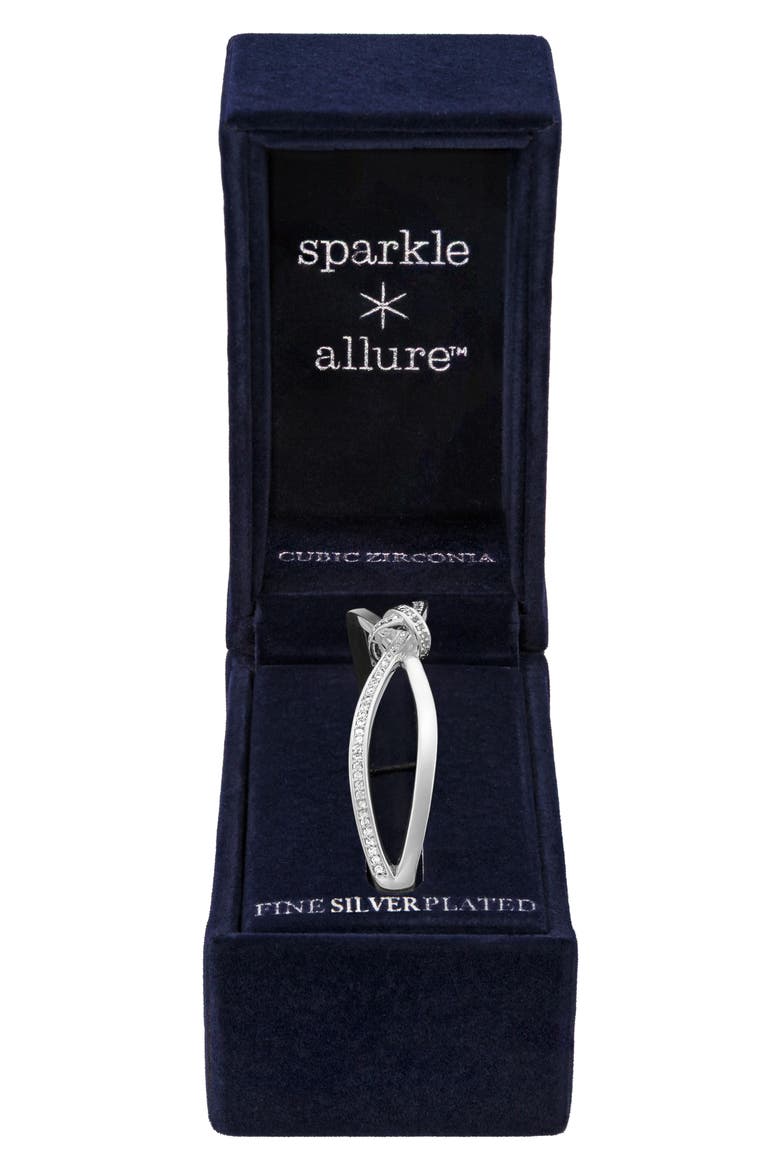 Cubic Zirconia Knot Bangle, Main, color, SILVER