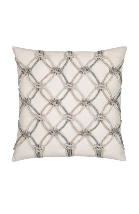 Rope Hand Knotted Macrame Indoor & Outdoor Woven Accent Pillow, 20x20
