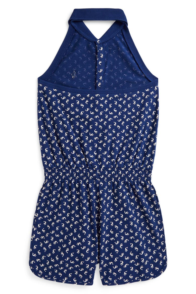 Kids' Dolphin Print Mesh Halter Romper, Alternate, color, BLUE MULTI