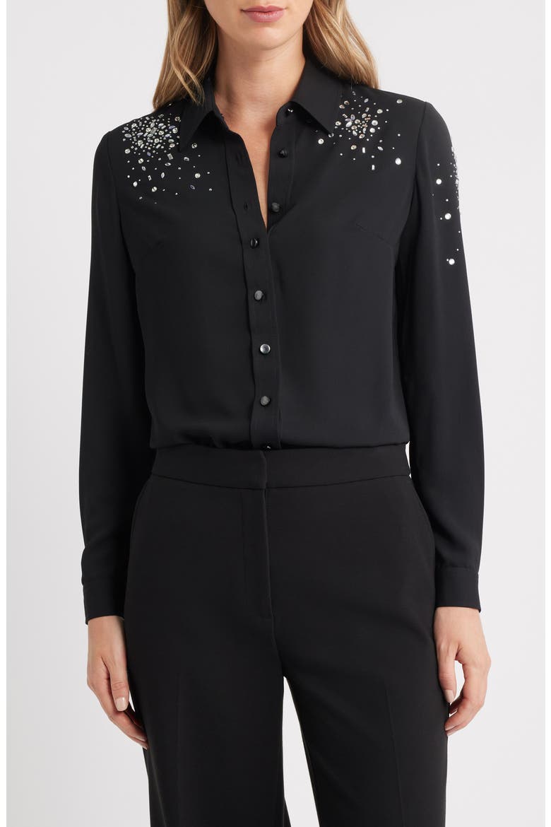 Embellished Shirt, Main, color, ANNE BLACK