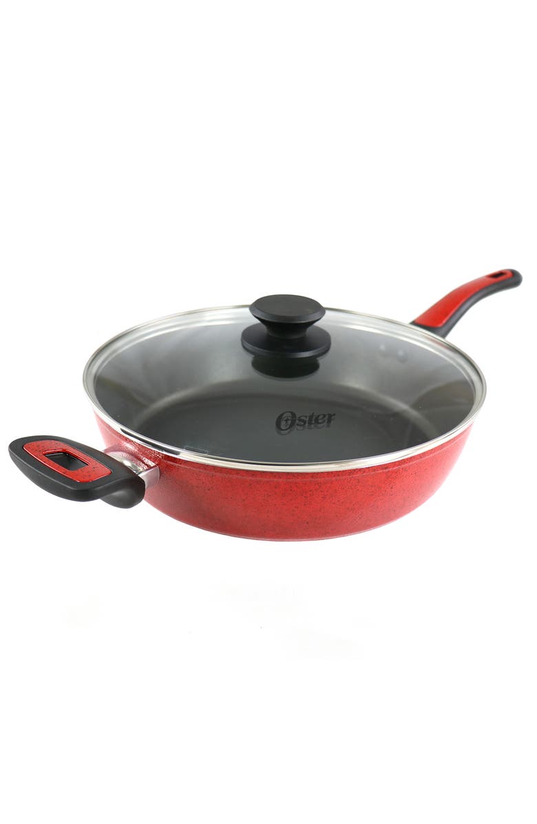 OSTER Claybon 3.8 Quart Nonstick Saute Pan With Lid, Main, color, Red