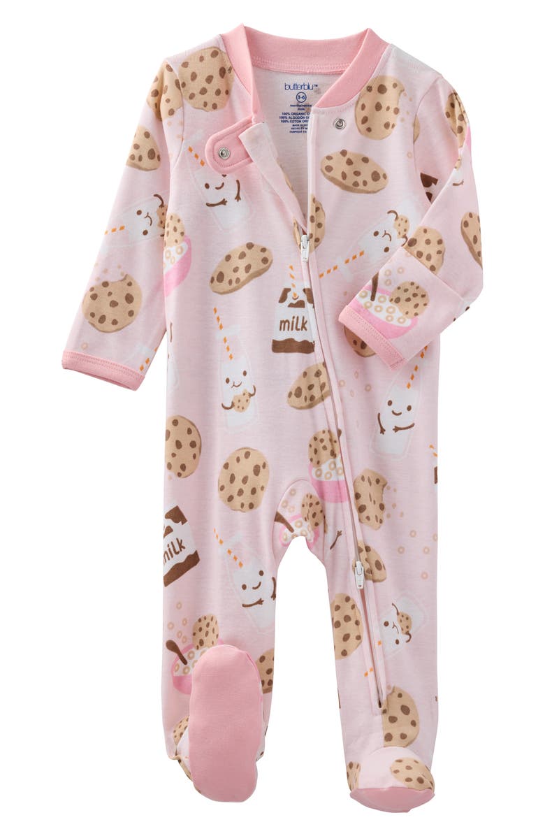 BUTTERBLU Scout One-Piece Organic Cotton Pajamas, Alternate, color, Pink Milk N Cookie Crew