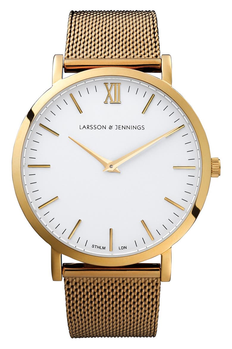 Lugano Mesh Strap Watch, 40mm, Main, color, GOLD/ WHITE
