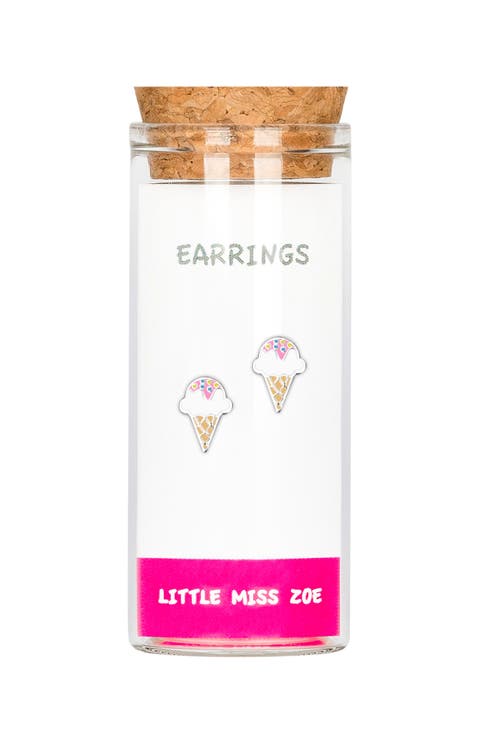 Kids' Sterling Silver Ice Cream Stud Earrings in Gift Bottle
