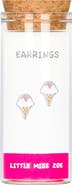 Little Miss Zoe Kids' Sterling Silver Ice Cream Stud Earrings in Gift Bottle