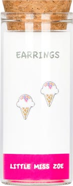Little Miss Zoe Kids' Sterling Silver Ice Cream Stud Earrings in Gift Bottle
