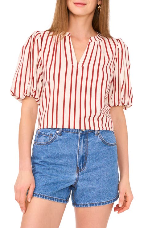 Stripe Puff Sleeve Top