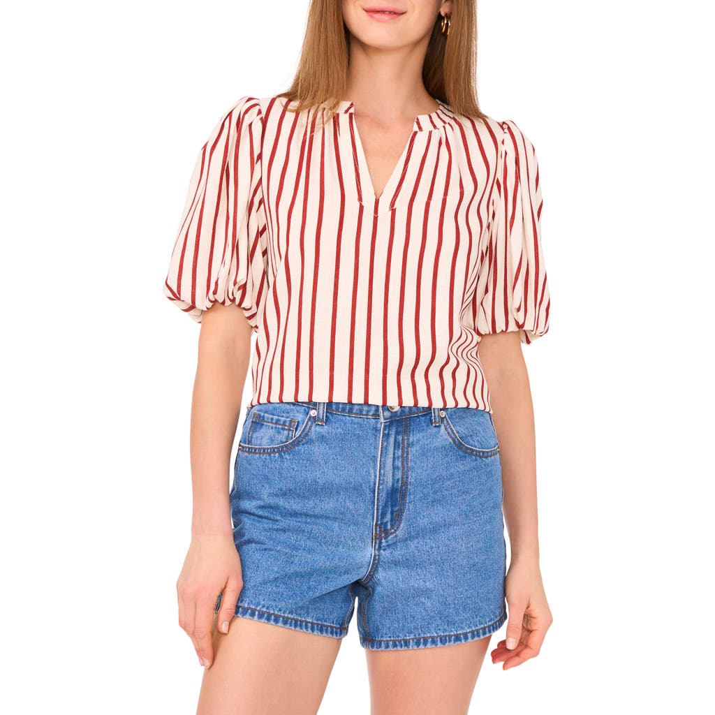 VINCE CAMUTO VINCE CAMUTO STRIPE PUFF SLEEVE TOP