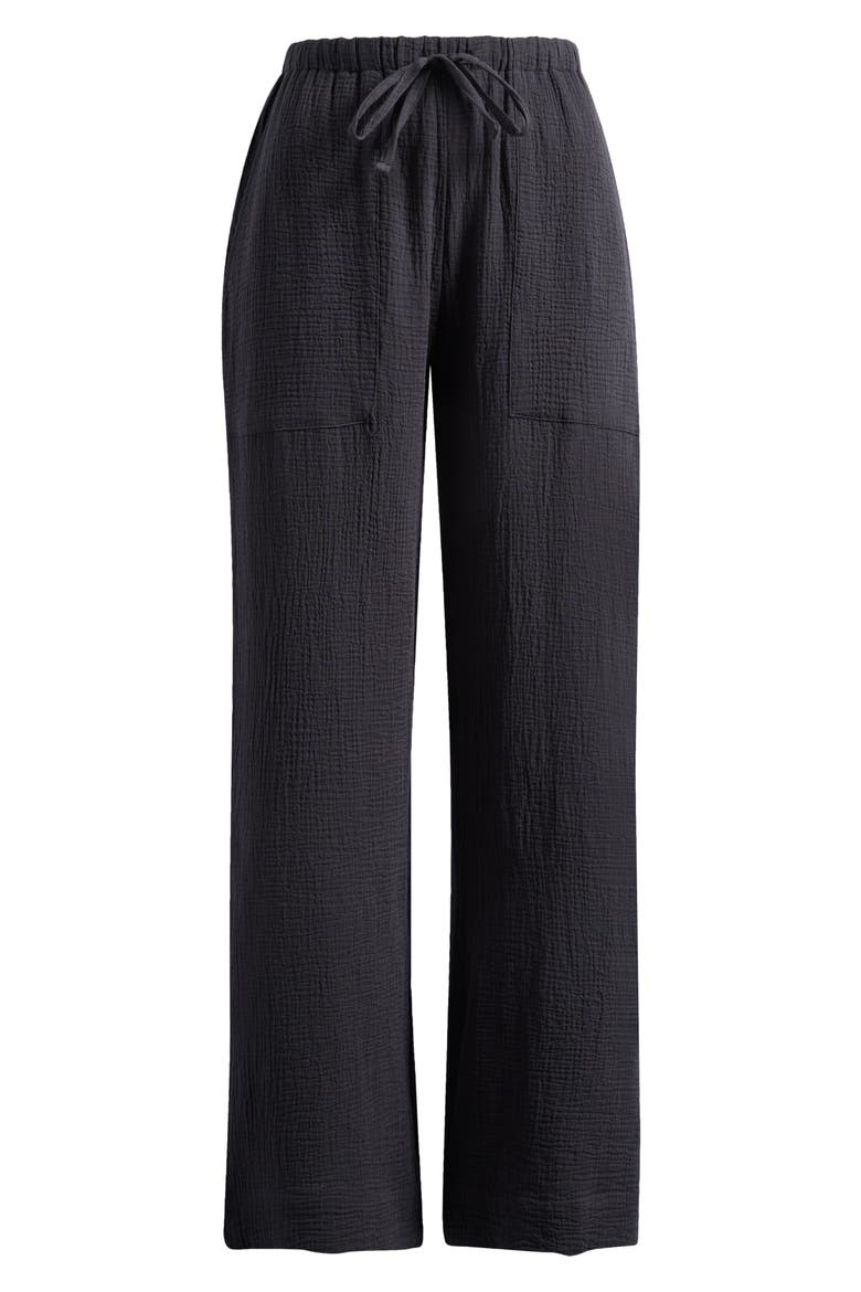 Dune Organic Cotton Wide Leg Pants, Alternate, color, BLACK