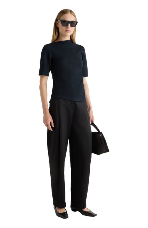 Modern Citizen Pauline Ribbed Asymmetric Neck Top In Black