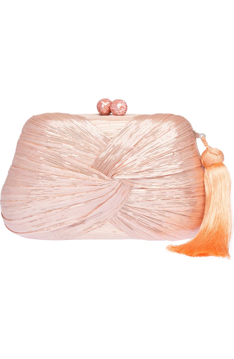 Rafe New York Rosie Draped Clutch, Main, color, Peach