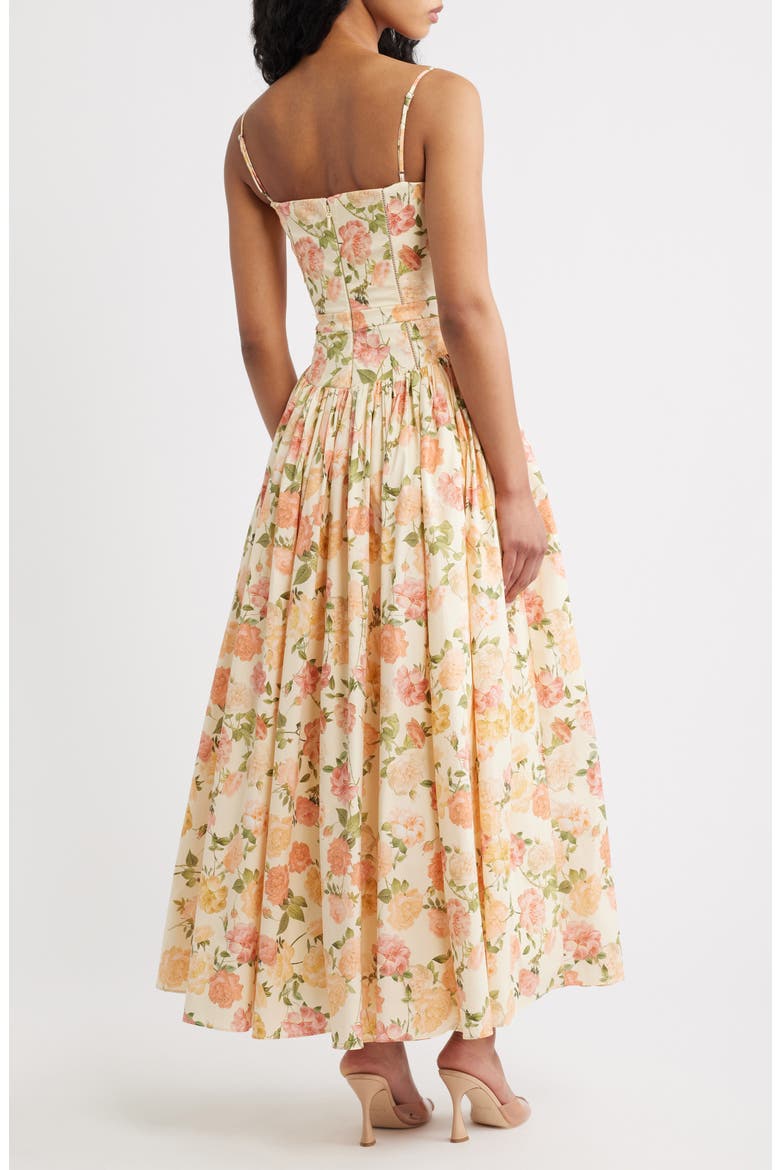 Ysabella Floral Stretch Cotton Maxi Sundress, Alternate, color, WARM ROSE PRINT