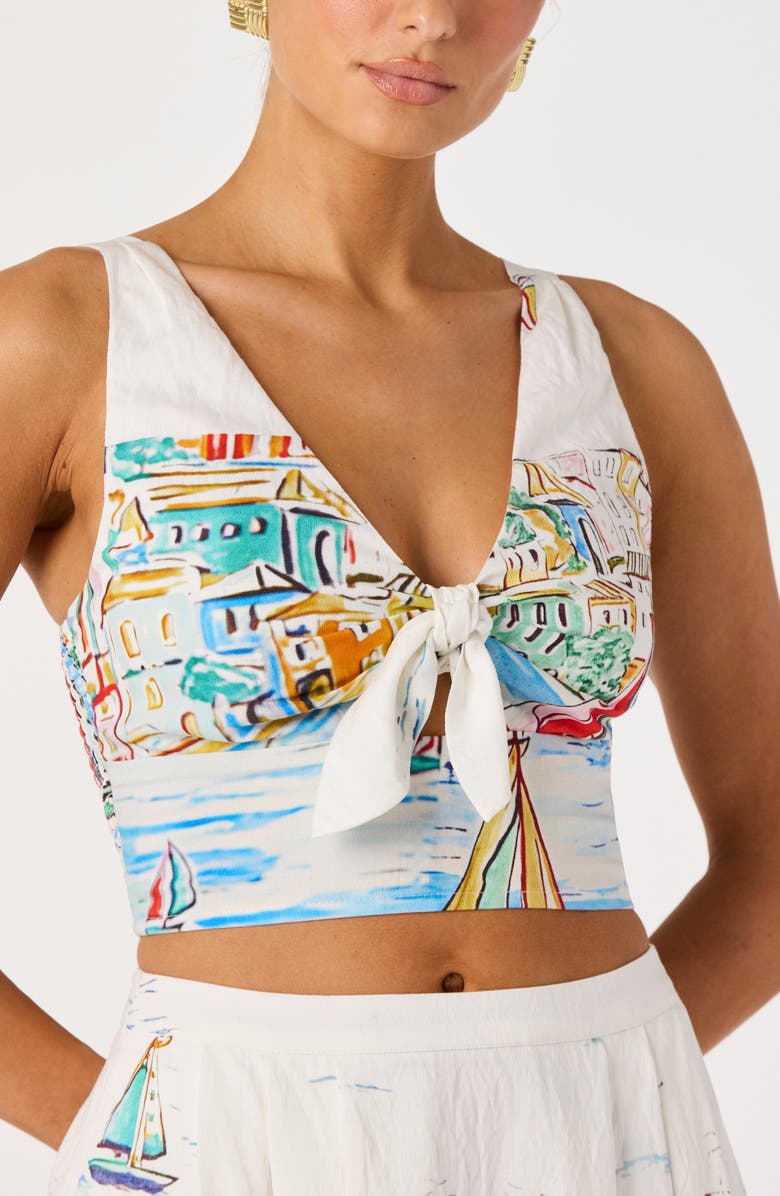 ASTR the Label Wendy Island Sketch Print Crop Top, Alternate, color, Island Sketch