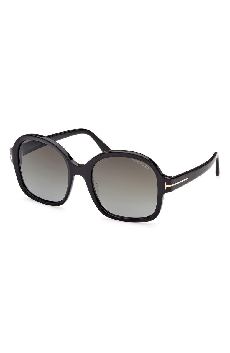 TOM FORD Hanley 57mm Gradient Butterfly Sunglasses, Alternate, color, Shiny Black / Gradient Smoke