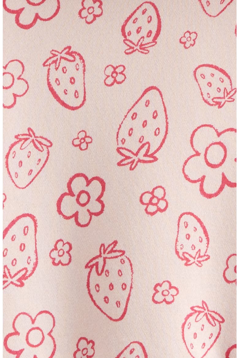 Kids' Cotton Blend Fleece Hoodie & Shorts Set, Alternate, color, PINK STRAWBERRY DOODLE- PINK