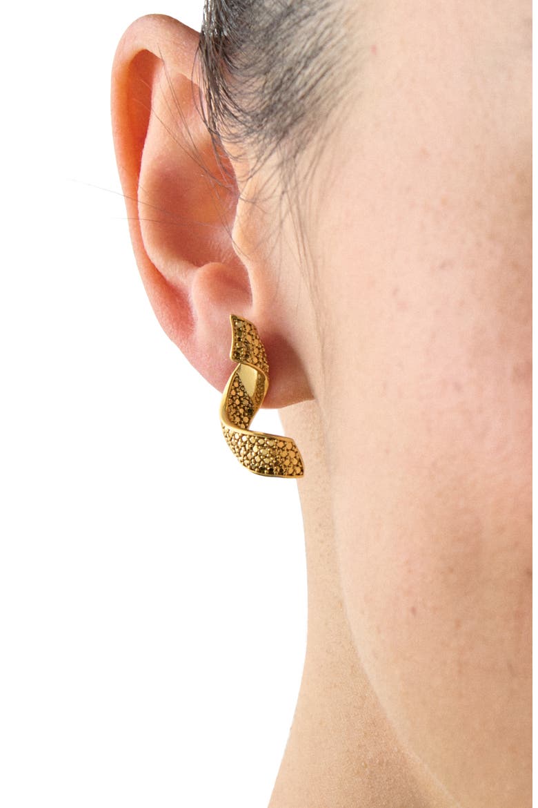 twist drop earrings, Alternate, color, CLEAR/ GOLD.