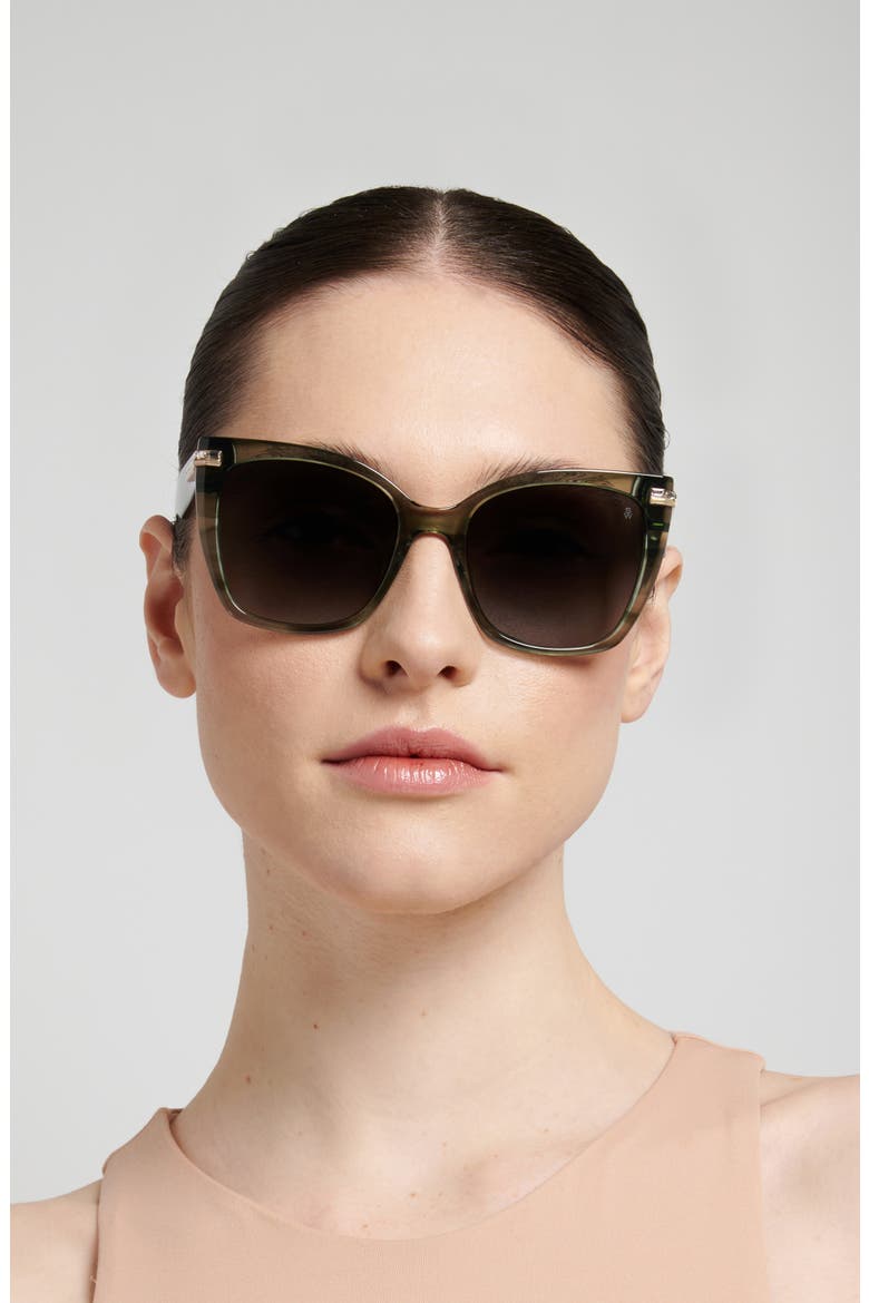 55mm Square Sunglasses, Alternate, color, GREEN HAVANA/ DARK GREY