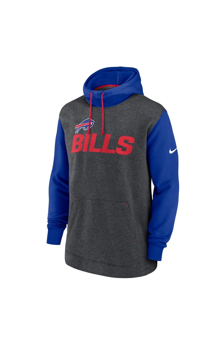 Nike Men's Nike Heathered Charcoal/Royal Buffalo Bills Surrey Legacy Pullover Hoodie, Alternate, color, 