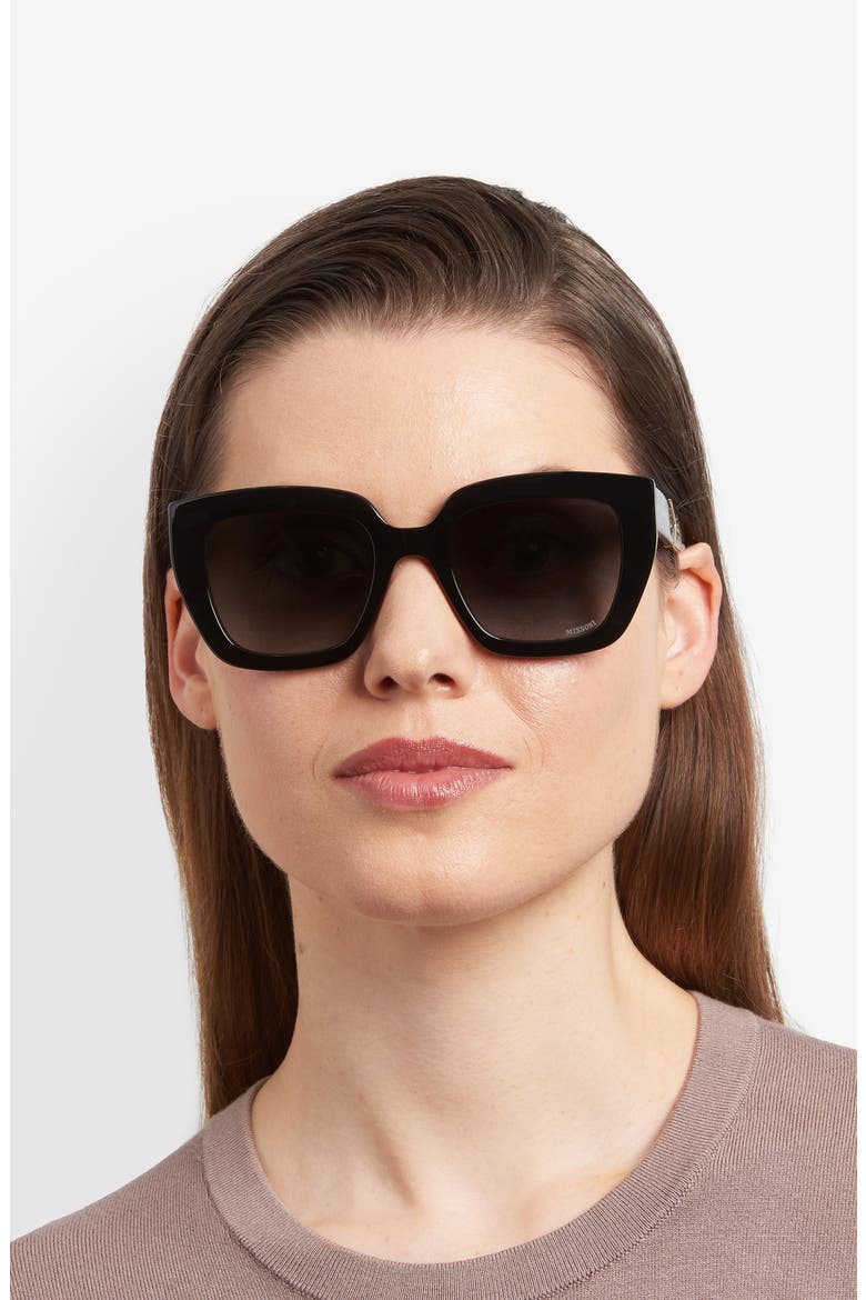 52mm Gradient Square Sunglasses, Alternate, color, BLACK/ DARK GREY SF