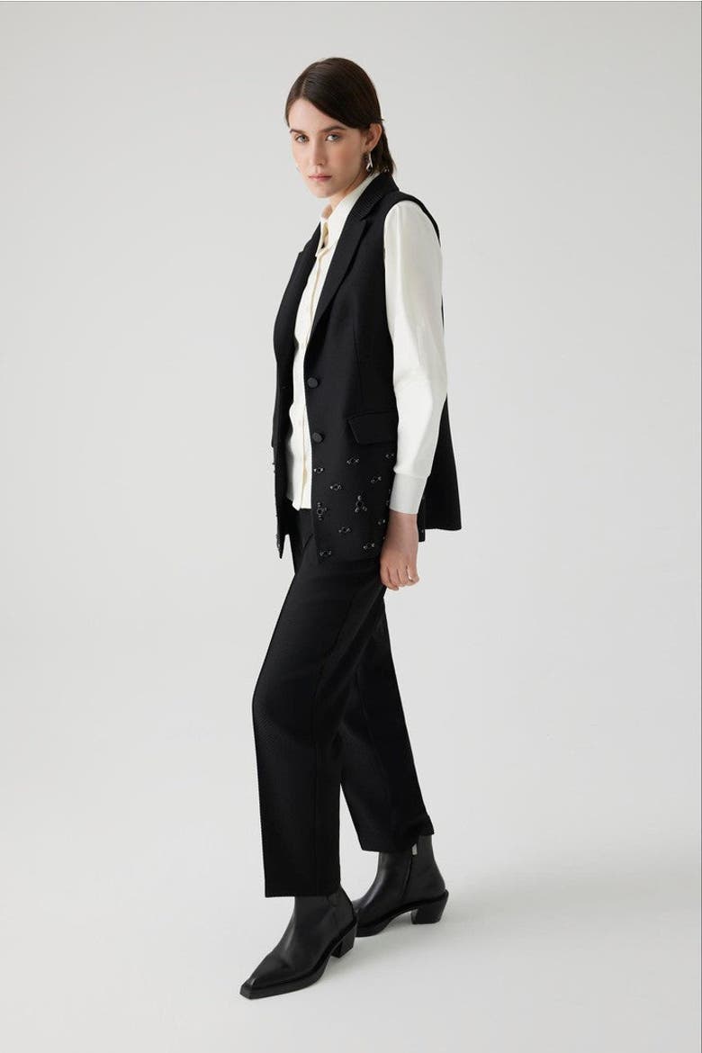 Aretha Embroidered Vest, Alternate, color, BLACK