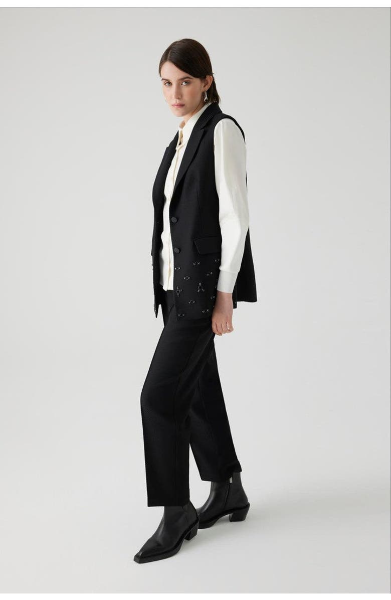 Exquise Aretha Embroidered Vest, Alternate, color, Black