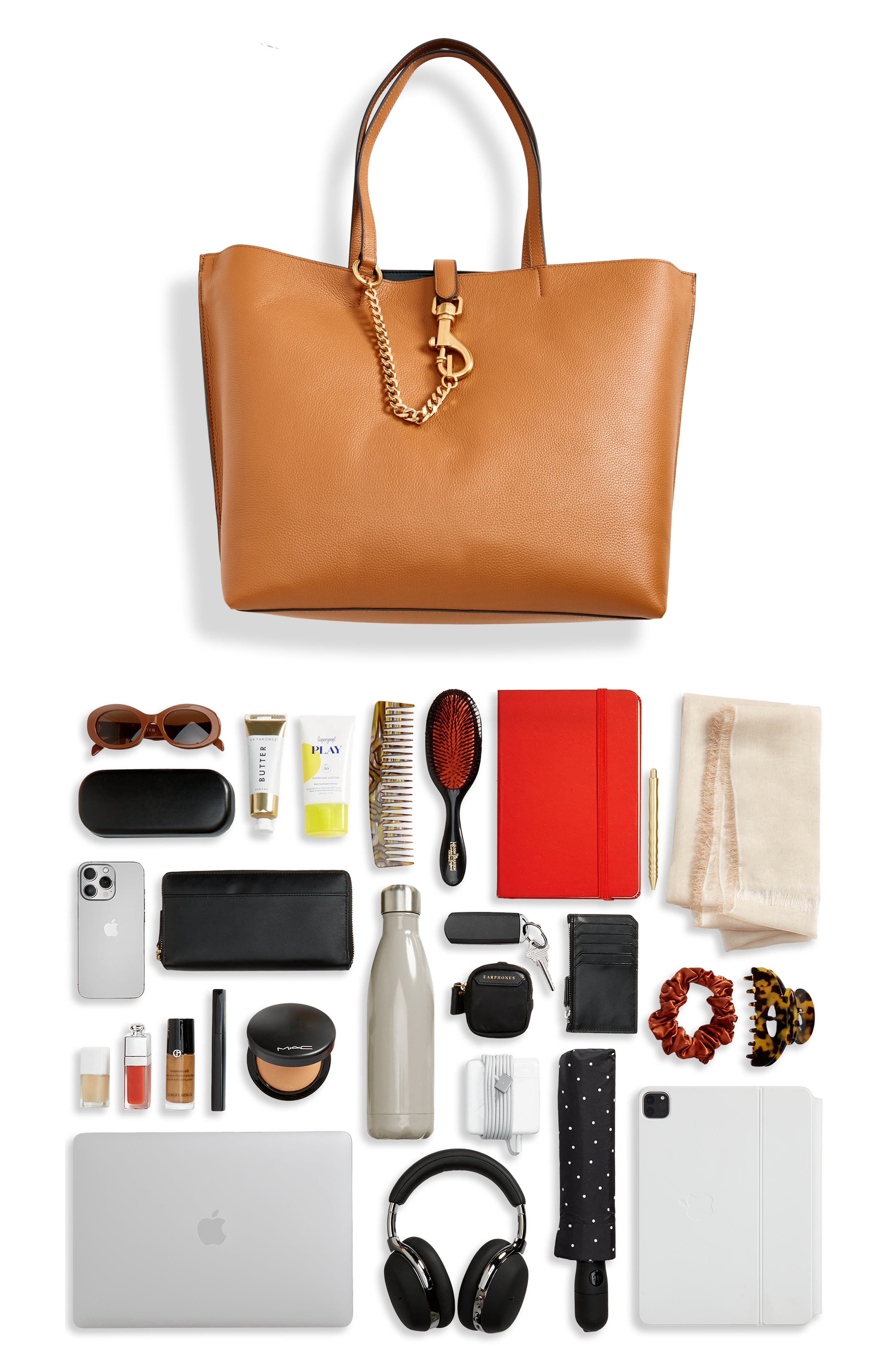 Large Megan Leather Tote, Alternate, color, CARAMELLO