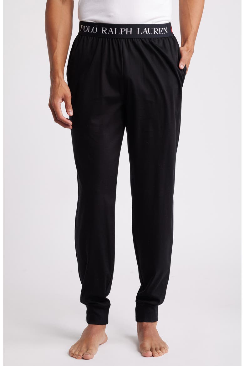 Mercerized Cotton Pajama Joggers, Main, color, POLO BLACK