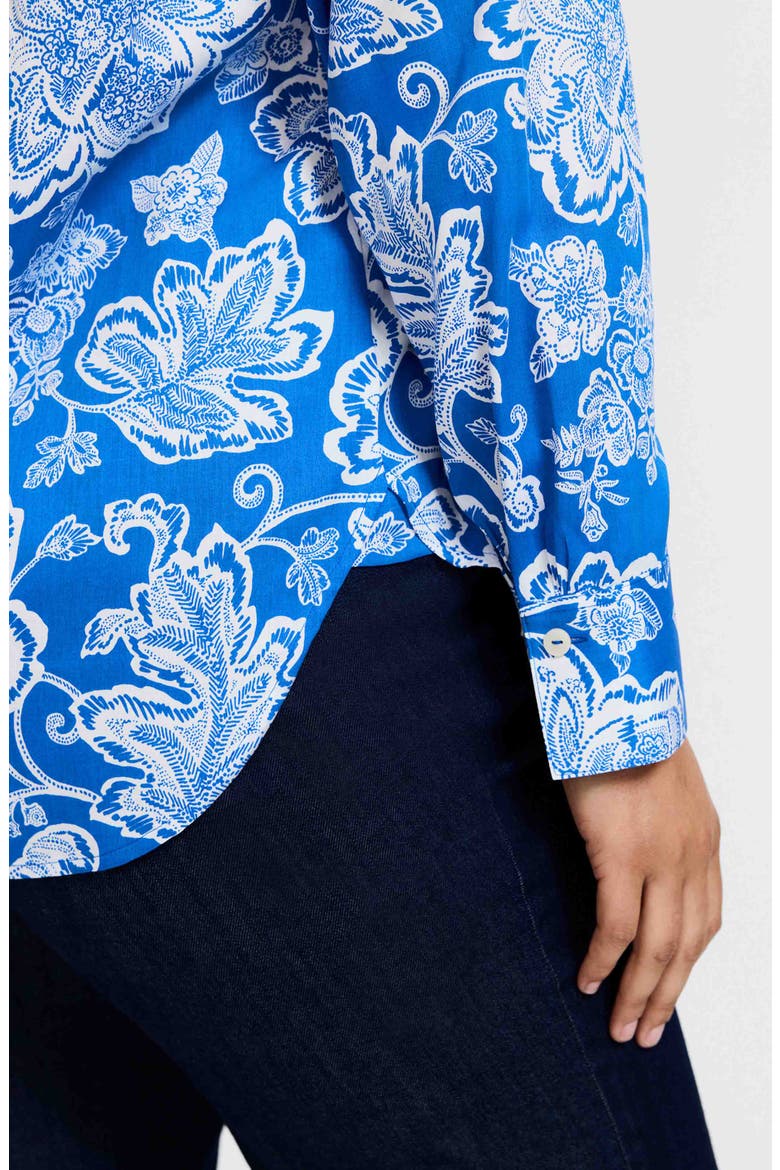 Meghan Floral Print Cotton Button-Up Shirt, Alternate, color, COBALT BLUE/ WHITE