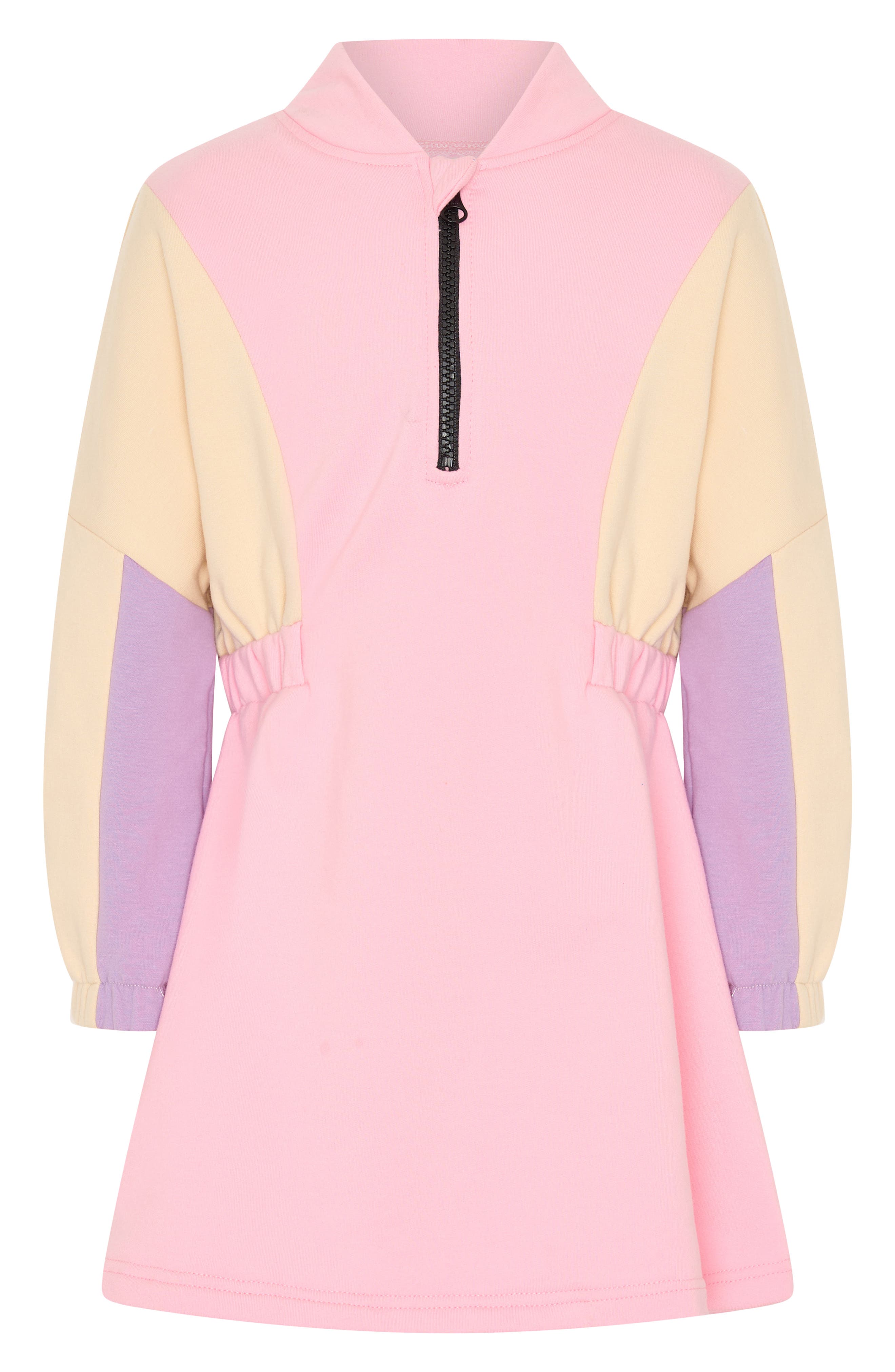 TINY TRIBE Kids' Colorblock Long Sleeve Cotton Graphic Sweatshirt Dress