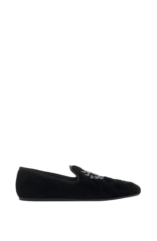 Burberry Quilted Velvet Estate Slippers In Black