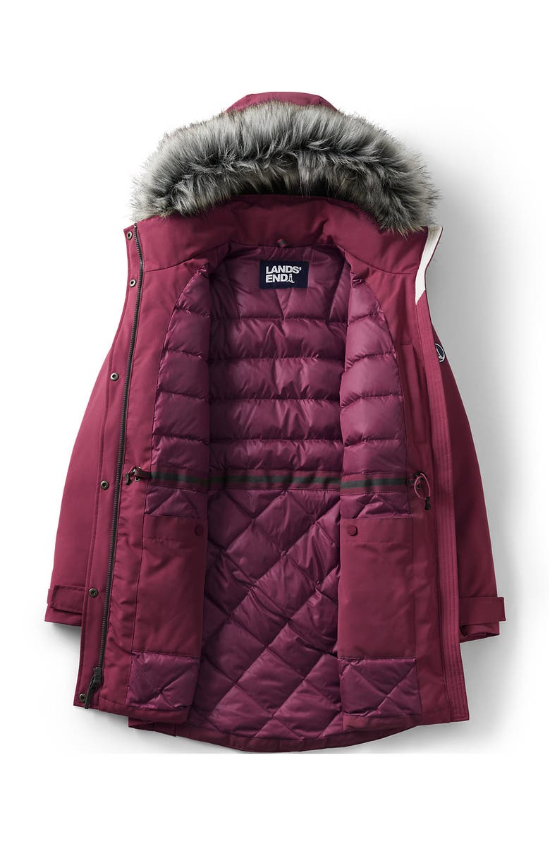 Lands' End Expedition Waterproof Down Winter Parka with Faux Fur Hood, Alternate, color, Burgundy Spritz